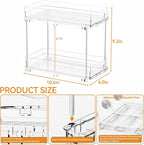 2 Set,2 Tier Pull Out Cabinet Organizer for Supplement and Medication Bottle Organizers,10.4" Deep Pantry Organizers Drawer and Sliding Clear Under Sink Organizer for Bathroom Vanity and Under Counter - Image 3