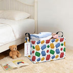 QUEENLALA Rectangular Collapsible Laundry Basket with Side Handles, Blocks - Image 5