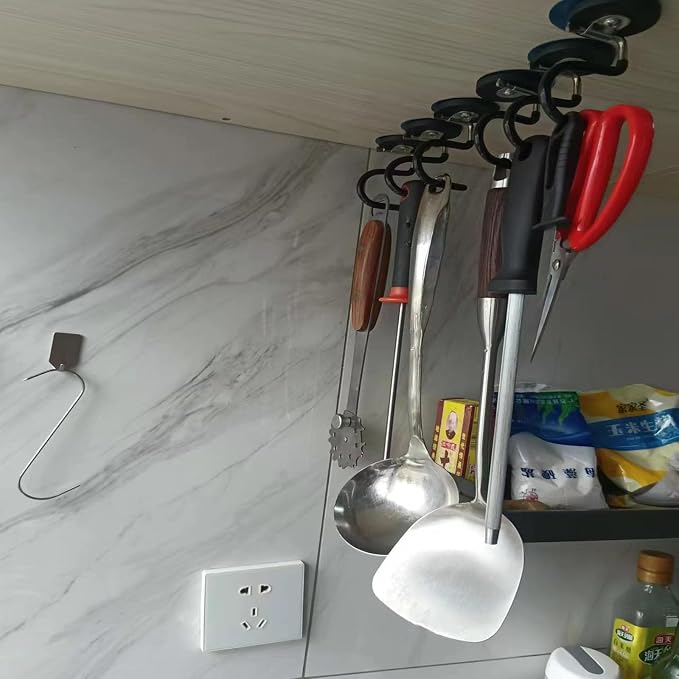 2PCS Magnetic Broom Hooks, Space-Saving Mop Rake Rack, Stainless Steel Heavy Duty Mop Handle - Image 7