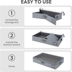 4" Low Profile Under Bed Storage Bins (3-Pack, Charcoal Grey), Slim 600D Oxford Organizer Containers with Matching Vegan Leather Handles & Clear Window, for Shoes, Clothing & Under-Sofa Storage - Image 8
