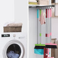 Pull Out Broom Holder With Adjustable Double Row Sliding Hook-Grey 18IN by DegMongee