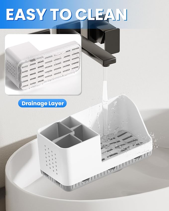 Toothbrush Holder Bathroom Counter Organizer & Storage Detachable - Image 2