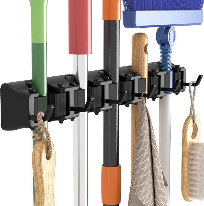 Lifewit Mop and Broom Holder Organizer Wall Hanging Mount, Black, 1 Pack by Lifewit
