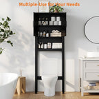 GarveeTech Over the Toilet Cabinet, Double Door Bathroom Storage Organizer, Toilet Rack with Open Storage Shelf, FreeStanding Toilet Shelf Space Saver, for Bathroom, Restroom, Laundry - Image 4