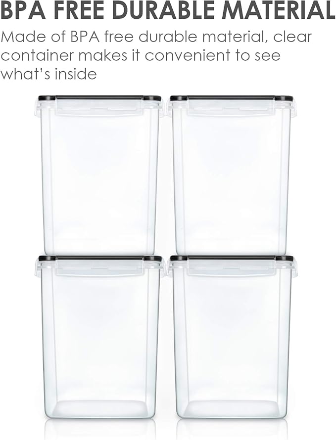 Vtopmart 5.2L Flour Sugar Storage Containers, 4 PCS, Black - Image 3