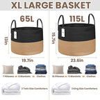 JMvicyroam 65L Extra Large Machine Washable Cotton Rope Blanket Basket - Image 3
