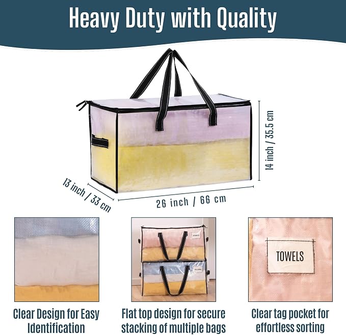 VENO Moving Bags, Storage Bags, Wide Open Top, Clear, 4 Pack - Image 4