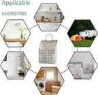 2 Pack Wall Hanging Storage Bags, Organizer with Pockets, Storage for Dormitory Bathroom Bedroom Kitchen (White Grid) - Image 4