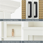 Over The Toilet Storage Cabinet, Over Toilet Storage Cabinet with Rattan Door and Anti-Tip, Above the Toilet Storage for Bathroom Behind the Toilet Bathroom Organizer, Rattan - Image 8