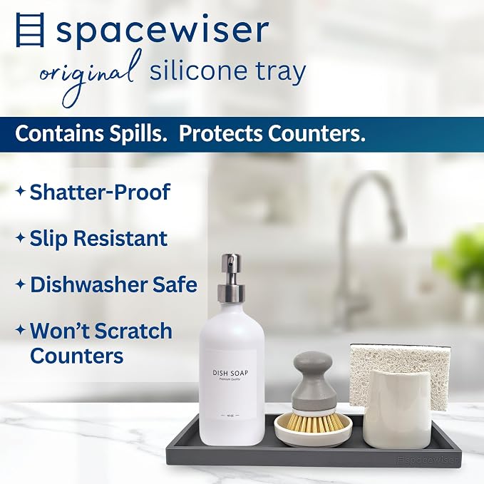 Spacewiser Silicone Countertop & Vanity Bathroom Tray – 2 PC 11.7" - Image 2