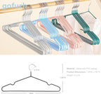 Ultra-Thin Metal Hangers, 50 Pack Non-Slip PVC Coated Space Saving Clothes Hangers for Closet, 16 inch Wide for Suits, Dresses, Jackets（Black） - Image 2