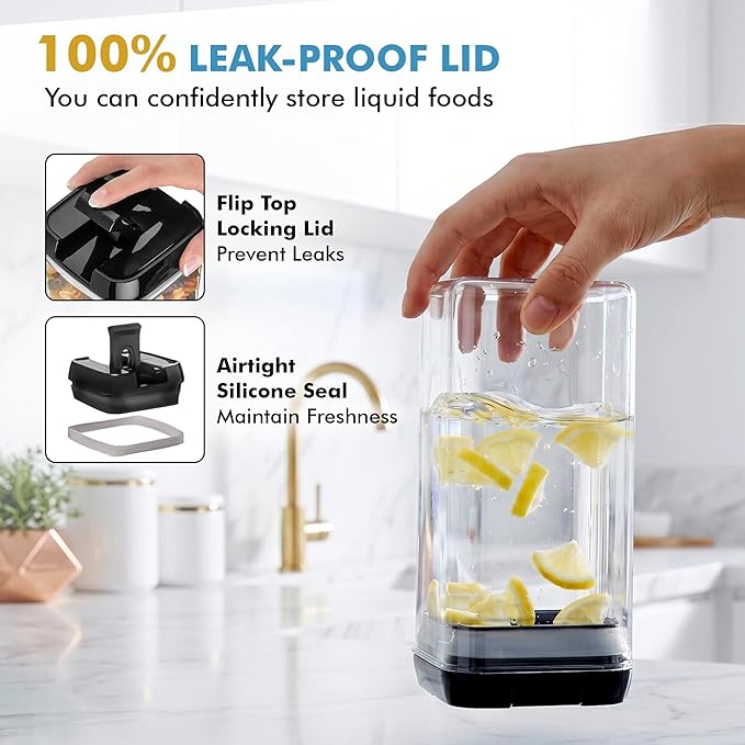 Shazo 6 PC 1.2L Airtight Food Storage Containers with Lids BPA Free Plastic - Image 4