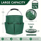 Cleaning Caddy with Handle, 17L Foldable Storage Basket, Heavy Duty 600D Oxford Cloth Organizer, Portable Supply Bag, Multi-Purpose Supplies Caddy for Home, Bathroom, Kitchen, Garden - dark green - Image 2