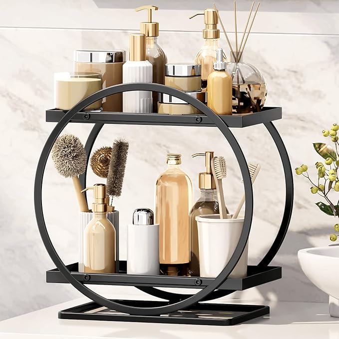 Bathroom Counter Organizer, 2-Tier Black Perfume Organizer Dresser by YIWANFW