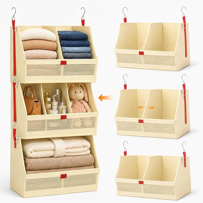 Hanging Closet Clothes Organizers and Storage Detachable 3 Tier Wider by Unknown