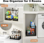 REALINN Under Sink Organizer, L-Shaped Pull Out Cabinet Organizer, Kitchen - Image 6