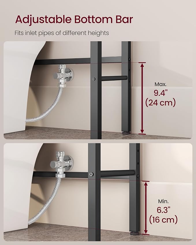 VASAGLE 4-Tier Over the Toilet Storage, Adjustable Shelves, Basket, 68.1''H - Image 6
