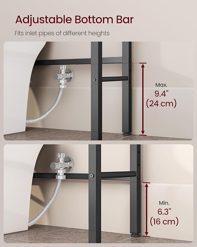 VASAGLE 3-Tier Over the Toilet Storage, Adjustable Shelves, Basket, 63''H - Image 5
