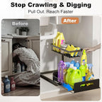 REALINN Under Sink Organizer, L-Shaped Pull Out Cabinet Organizer, Kitchen - Image 4
