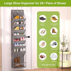 Over the Door Shoe Organizer for 16-20 Pairs, Gray - Image 4