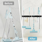Broom Holder Wall Mount, 2-Pack Stainless Steel Mop and Broom Organizer, Broom Hanger with 2 Slots 2 Hooks for Home Kitchen, Garage, Garden and Laundry Room, Black - Image 6