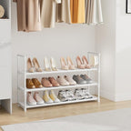 VILICK Shoe Rack for Closet Shoe Organizer Space Saver Storage for 12-15 Pair Shoe Shelf with Hook Free Standing 3 Tier Shoe Rack Organizer for Entryway, Small Spaces, White - Image 7
