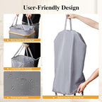 Foluck Large Laundry Hamper, 100L Waterproof Laundry Basket with Lid and Removable Bag, Collapsible Tall Clothes Hamper with Bamboo Handles for Clothes Toys in Dorm Bedroom Bathroom, Grey - Image 4