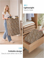 IEGrow Laundry Hamper with Lid,110L Laundry Basket with Bag,Leopard Print - Image 4