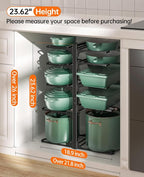 ORDORA Pots and Pans Organizer Under Cabinet 23.6" 10-Tier Adjustable Black - Image 2
