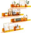 upsimples 4 Pcs 15" Acrylic Shelves for Wall Decor and Display, Orange by upsimples