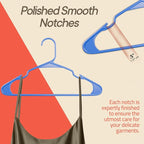 Plastic Clothes Hangers – Heavy Duty Hanger Set, for Organizing Clothes, Dresses, and Coat, Holds Up to 5 lbs, Space-Saving Hangers with Non-Slip Shoulder Grooves, Pack of 80, Blue - Image 6