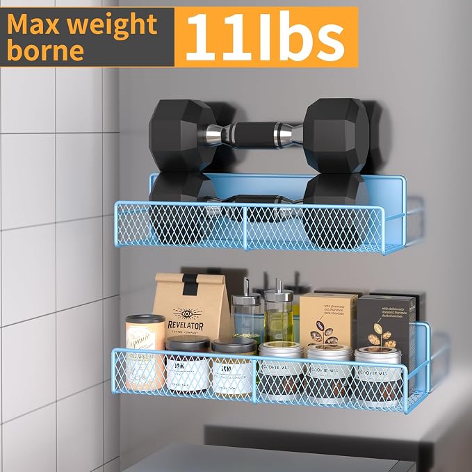 DTUQYX 6-Pack Magnetic Shelves for Washing Machine & Refrigerator, Heavy-Duty Laundry Organizer with Hanger Holder & Deep Baskets, Metal Storage System for Laundry Room (Blue) - Image 4