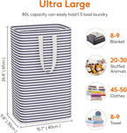 Lifewit 2 Pack Laundry Basket 80L Each, Collapsible Clothes Hamper with Reinforced Handles, Freestanding Waterproof Design for Bedroom and Laundry Room, Navy 160L Total - Image 3