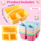 6 Pack Plastic Classroom Organizer Caddy with Handle, Pastel - Image 2