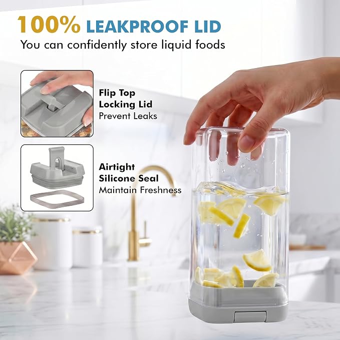 Shazo 6 PC 1.2L Airtight Food Storage Containers with Lids BPA Free Plastic - Image 3