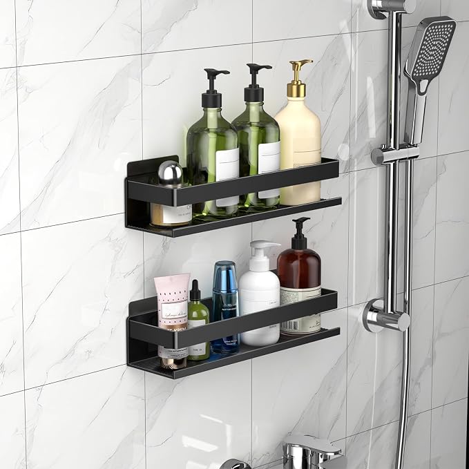 Aluminum Shower Caddy 2-Layers (11.8in) No Drill Shower Shelves - Image 4