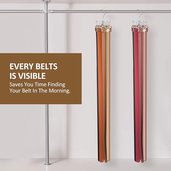 ZEDODIER 2 Pack Belt Hanger, Belt Organizer for Closet 360° Rotatable - Image 4