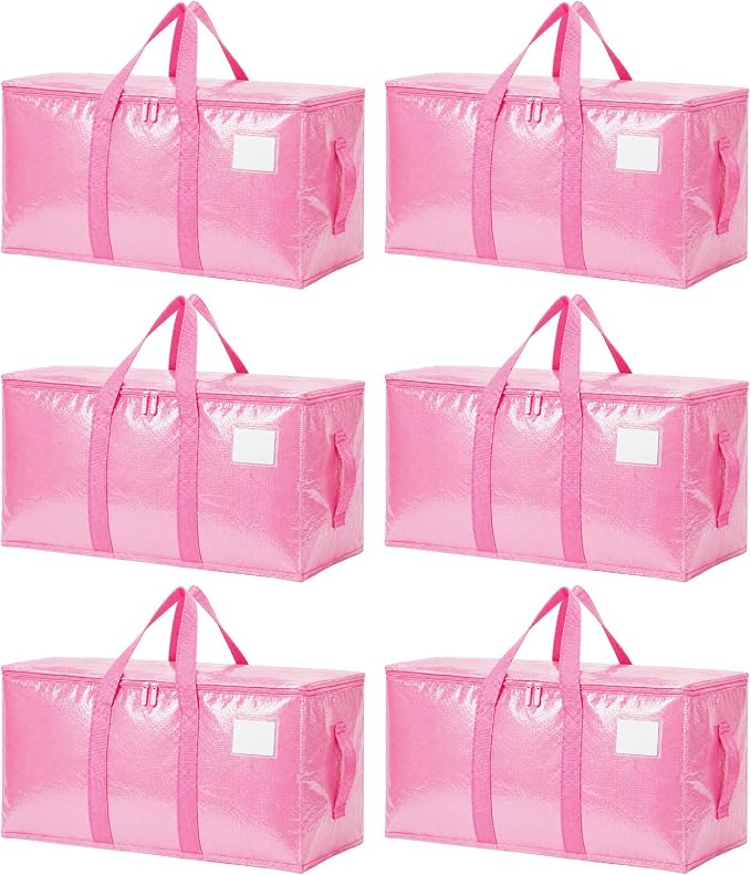 Songrey Extra Large Heavy Duty Moving Bags, 6 Pack, Pink by Unknown