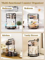 360 Rotating Makeup Vanity Organizer,Black 2-Tier Perfume Organizer - Image 5