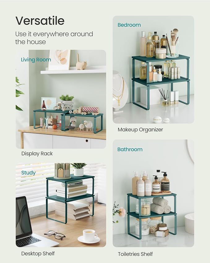 SONGMICS Cabinet Organizer Shelf, Set of 2 Spice Rack, Kitchen Storage - Image 5