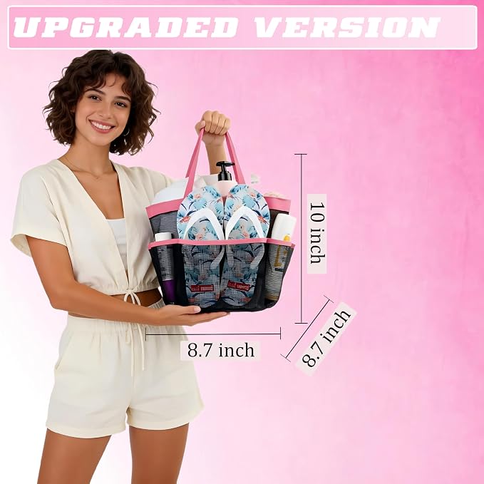 Mesh Shower Caddy Portable - 9 Pockets for College Dorm Room Essential - Image 3
