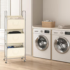 ELYKEN 3-Tier Vertical Rolling Laundry Hamper with Wheels & Removable Bags - Image 8