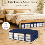 StorageRight Under Bed Storage Bags, 8 Pack, 40L, Blue | Breathable Non-Woven Fabric with a Clear Window and Zippered Top for Clothes, Comforters, Blankets and Seasonal Storage - Image 2