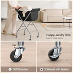 ELYKEN Laundry Basket with Wheels, Collapsible Laundry Hamper, Black - Image 7