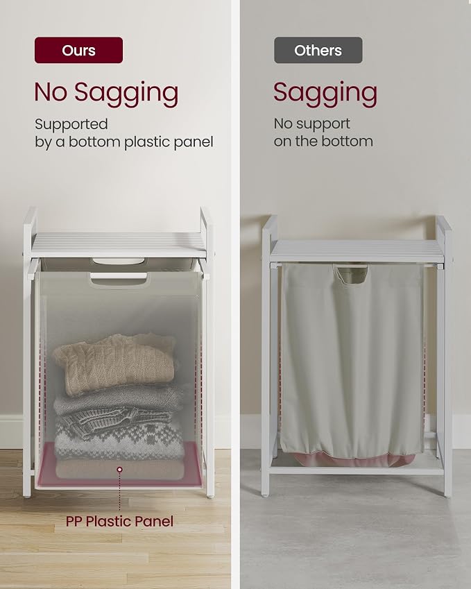 VASAGLE Laundry Hamper with Shelf, 1 Pull-Out Bag, 17.2 Gallons (65L) - Image 7