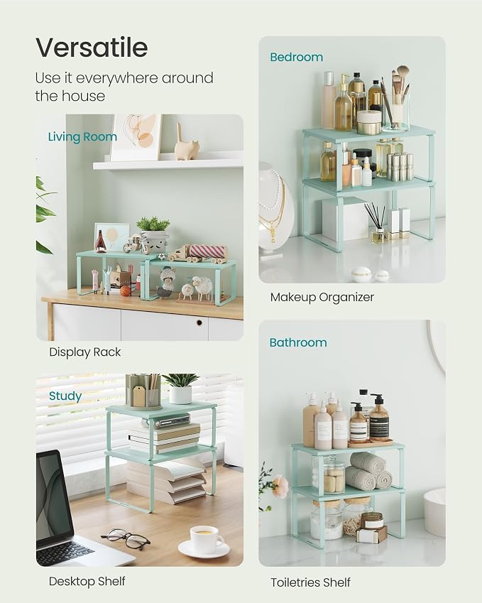 SONGMICS Cabinet Organizer Shelf, Set of 2 Spice Rack, Kitchen Storage - Image 5