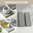 Razborci 2PCS Bathroom Counter Vanity Trays, Water Absorbing Diatomite Stone Quick Drying Mat for Kitchen Sink Counter, Dish Rack Soap Dispenser Sponge Holder Caddy Organizer, Light Gray, 9"x 3.5" - Image 6