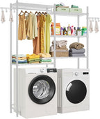 VEVOR Over the Washer and Dryer Storage Shelf, 5 Tier Laundry Room Drying Rack with Hanger Rod and Hooks, Adjustable Over Washer and Dryer Shelves, Laundry Room Shelf Storage Space Saver, White by VEVOR
