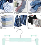 GUANJUNE Clothes Pants Hangers, Space-Saving Skirt Holders with 360 ° Swivel Hooks, Adjustable Clips, Trouser Hangers, Clothes Coat Garment Jeans Hangers (30 Pack, Green) - Image 4