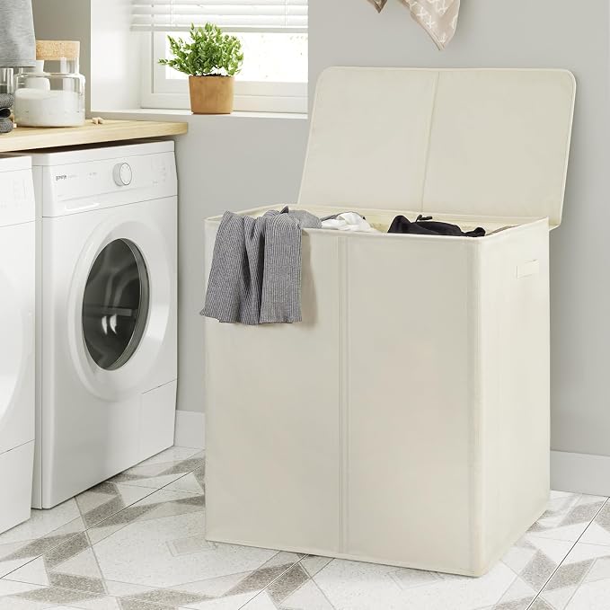 WOWLIVE 180L Double Laundry Hamper 2 Section with Lid and Removable Bags - Image 4